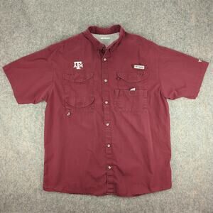 Texas A&M Aggies Shirt Mens XL Maroon Short Sleeve NCAA College Fishing Button